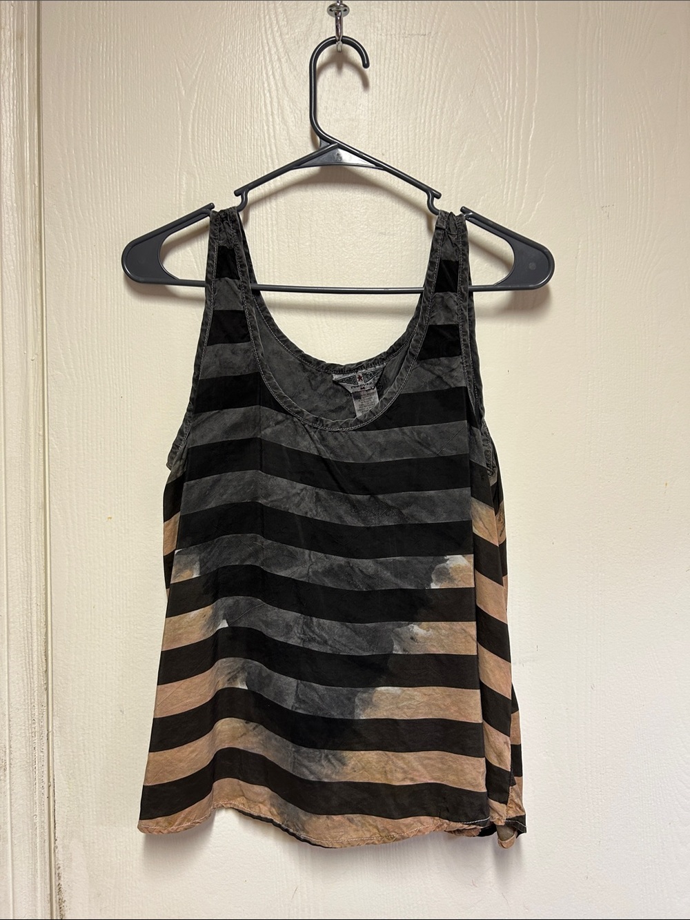 Hard Tail Black and Tan Striped Scoop Neck Tank
